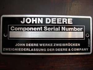Typenschild id plate John Deere Schild oldtimer  