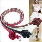 Fashion Elegant Sash Satin Rose Flower Buckle PU Belt W