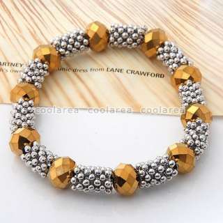   Beads Pave Woven Stretch Bracelet 7 9/Color Flower Spacer Gift  