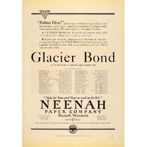  1930 Ad Neenah Paper Co. Glacier Bond Writing Wisconsin 