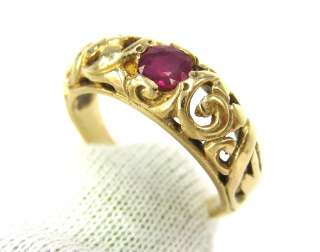   Art Nouveau 0.25ct Natural Ruby 14K Gold Ring   Size 6.25  