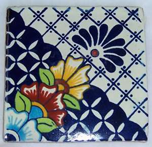 90 Mexican Talavera Clay Tiles Handcrafted 4 x 4 C183  