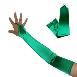 23 Long GREEN Fingerless Satin Opera Stretch Bridal Gloves Above the 