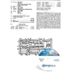    NEW Patent CD for AUTOMATIC FLOW CONTROL VALVE 