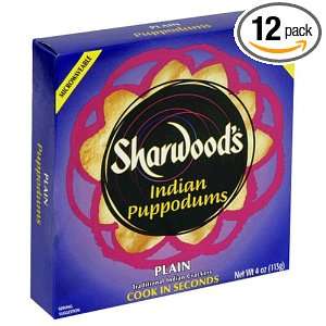 Sharwood Puppodums, Plain, 4 Ounce Packages (Pack of 12)  