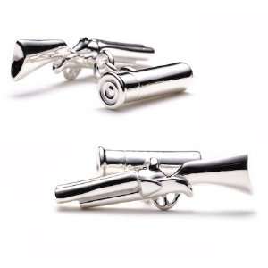  Sterling Silver Shotgun and Shell Cufflinks Jewelry