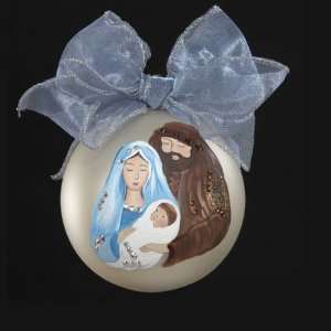 Sarabella Hand Painted Holy Family Religious Glass Ball Christmas 