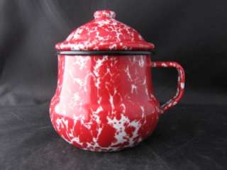 Decorative Metal Coffee Pot Speckled Red and White  