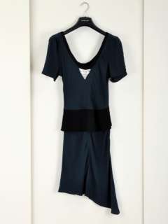 Navy and Black VENA CAVA Asymmetrical Silk Dress XS 0 2  