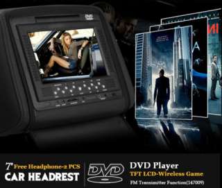 2X 7 AUTO DVD PLAYER KOPFSTÜTZE mit DVD+USB+SD+Spiele  