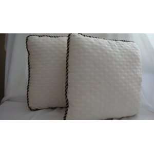  Two Sofa Decor Bed White with Black & Gold Trim Throw Pillows 