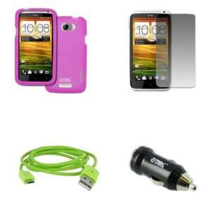  EMPIRE HTC One X Silicone Skin Case Cover (Hot Pink) + USB 2.0 Data 