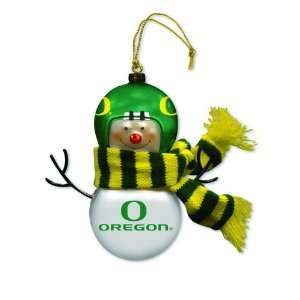 Pack of 2 NCAA Oregon Ducks Blown Glass Snowman Christmas Ornaments 5 