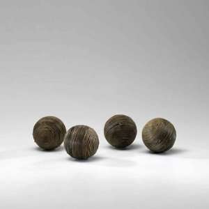   02519 Small Lined Wood Slice Sphere, Walnut Finish