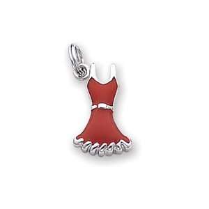    Sterling Silver Enameled Red Dress Charm   JewelryWeb Jewelry