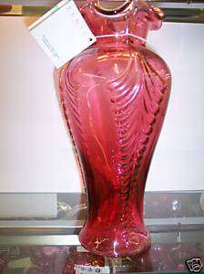 Fenton Country Cranberry Colored Feather Vase  