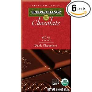 Seeds Of Change Organic Dark (61% Cacao) Chocolate, 2.99 Ounce Bars 