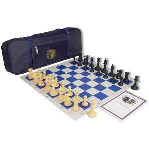  Rogue Blue Tournament Chess Set Kit   Black & Camel Pieces 