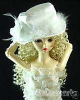 Super Dollfie SD/SD13 White Fur Flower Fedora Hat  