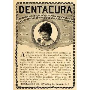  1906 Ad Dentacura Company Toothpaste Dentifrice Teeth 