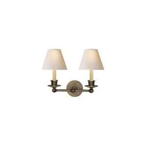 Studio Classic Double Sconce in Antique Nickel with Natural Paper 