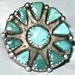 Vintage Zuni Indian turquoise ring size 6 old flower mexico  