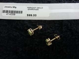 10K Gold 1.68 Ct Oval Peridot Stud Gold Earrings $99.00  