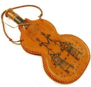 Mongolian Vintage Wine Water Bag Leather bota Handmade Brown  