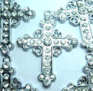 B368 Lovely Cross Crystal Pendant Beads Wholesale 5pcs  