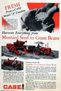 1948 Case LA Tractor & Model A Combine Original Color Ad  