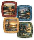 Square Mini Plates Set of 4. Camping Scenes Terry Redlin Wild Wings 