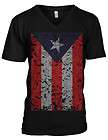 Puerto Rico Flag Distressed Ethnic Pride Nationality  Mens V neck T 
