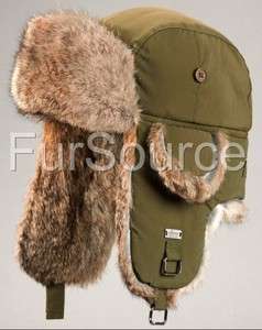 Rabbit Fur Aviator  Trapper Ear Flap Trooper Winter Hat  