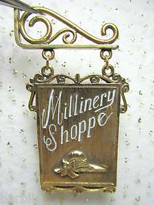 Dollhouse Miniature Double Sided Millinery Hat Shop Sign  