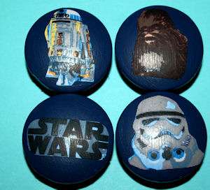 SET OF 4 STAR WARS Blue Navy 2 Wooden Knobs mw Pottery Barn Kids for 