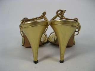 GIVENCHY Gold Metallic Strappy Sandals Heels Shoes 6.5  