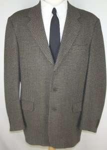 44R Lineage Soft BLACK BROWN HOUNDSTOOTH 3 Btn sport coat jacket suit 