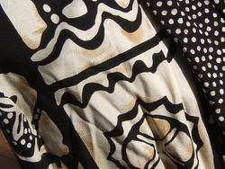 Ladies Cabrais 3 Piece Pant Slacks Set Black Tan Abstract Sz M Rayon 