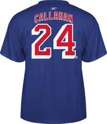 Ryan Callahan Royal Reebok Name and Number New York Rangers T Shirt 