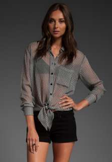 EQUIPMENT Daddy Tie Front Blouse in Black Gingham  