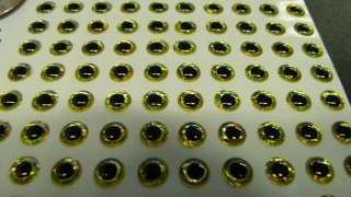 250 2mm Gold 3D Holographic Fishing Lure Eyes. Fly Tying, Jigs, Crafts 