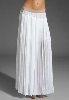 BCBGMAXAZRIA Pleated Maxi Skirt with Slits in White at Revolve 