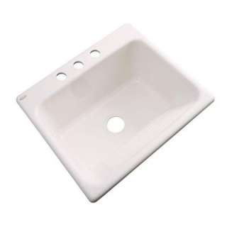   Drop In Acrylic 25x22x12 3 Hole Single Bowl Utility Sink in Bone