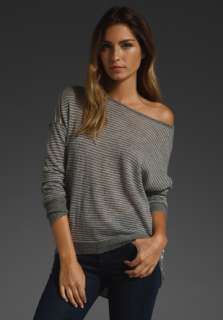 CALIFORNIA Striped Cropped Sweater in Heather Grey/Ivory at 
