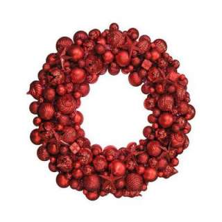 30 in. Red Plastic Ball Wreath