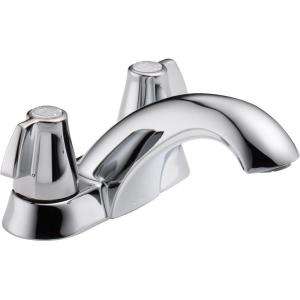   Lever 2 Handle Mid Arc Bathroom Faucet in Chrome Less Pop up Assembly