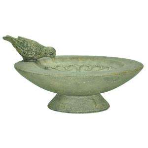 MPG 12 in. D Cast Stone Table Bird Bath or Feeder in a Special Aged 