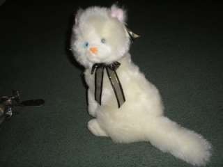 white blue eyes cat kitten bow royal plush toys w/ tag  