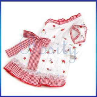   Red Checked Trim Pet Dress Dog Skirt Clothes w Bowtie Cool Apparel S