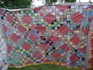 VINTAGE FEEDSACK PATTERNED KENTUCKY MADE QUILT TOP  
